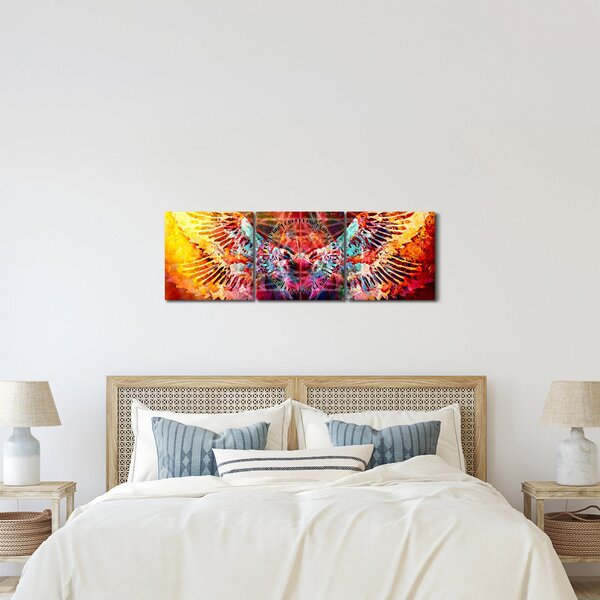 Obraz - Merkaba s křídly, abstrakce (s hodinami) (90x30 cm)