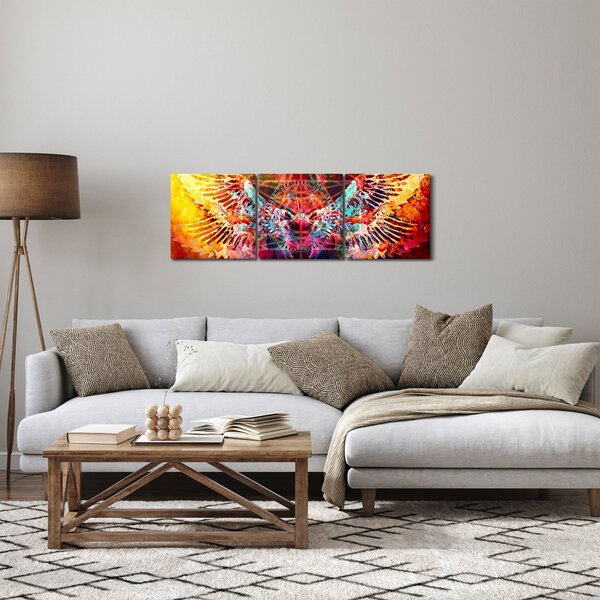 Obraz - Merkaba s křídly, abstrakce (s hodinami) (90x30 cm)