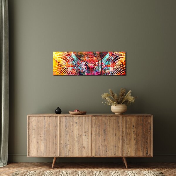 Obraz - Merkaba s křídly, abstrakce (s hodinami) (90x30 cm)