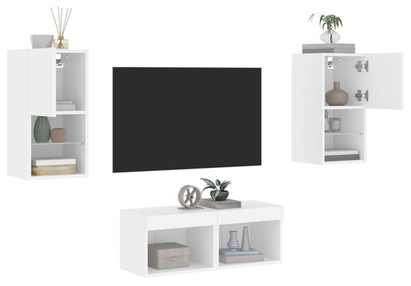 4dílná obývací stěna s LED osvětlením bílá 3216569