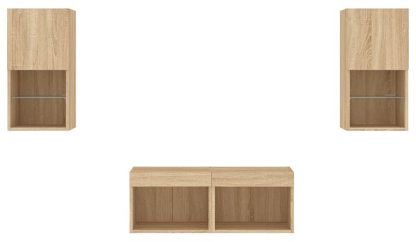 4dílná obývací stěna s LED osvětlením dub sonoma 3216571