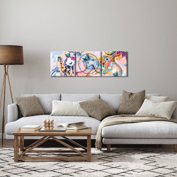 Obraz - Pohádková abstrakce (s hodinami) (90x30 cm)