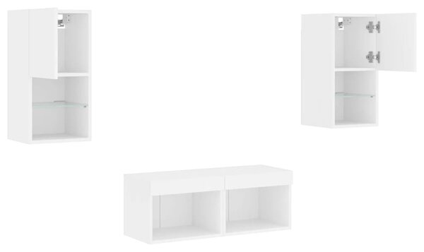 4dílná obývací stěna s LED osvětlením bílá 3216569