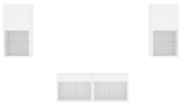 4dílná obývací stěna s LED osvětlením bílá 3216569