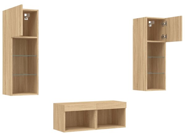 4dílná obývací stěna s LED osvětlením dub sonoma 3216578