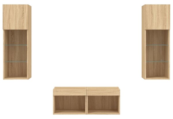 4dílná obývací stěna s LED osvětlením dub sonoma 3216578