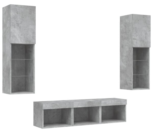 5dílná obývací stěna s LED betonově šedá kompozitní dřevo 3216607