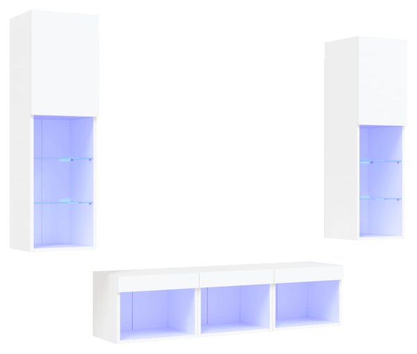 5dílná obývací stěna s LED osvětlením bílá kompozitní dřevo 3216604