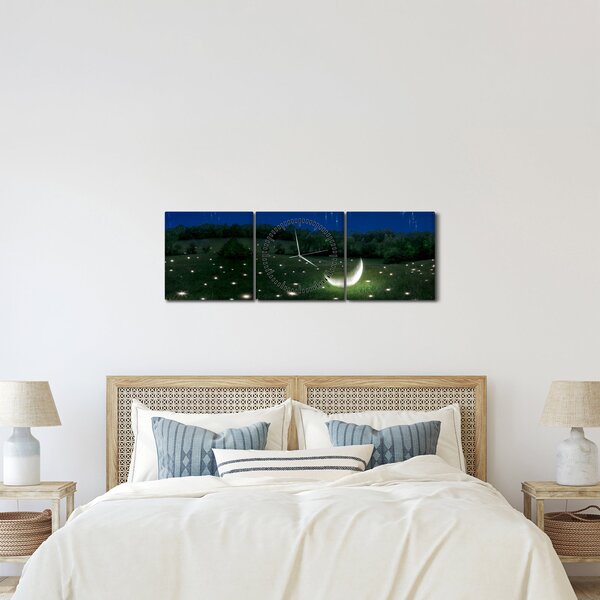Obraz - Padající nebe (s hodinami) (90x30 cm)