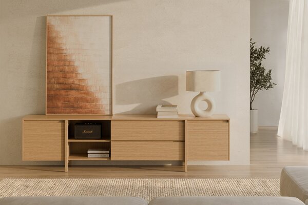 Somcasa Dubový TV stolek Pacific 240 x 43 cm se zásuvkami