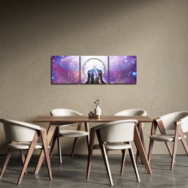 Obraz - Spojení s vesmírem (s hodinami) (90x30 cm)