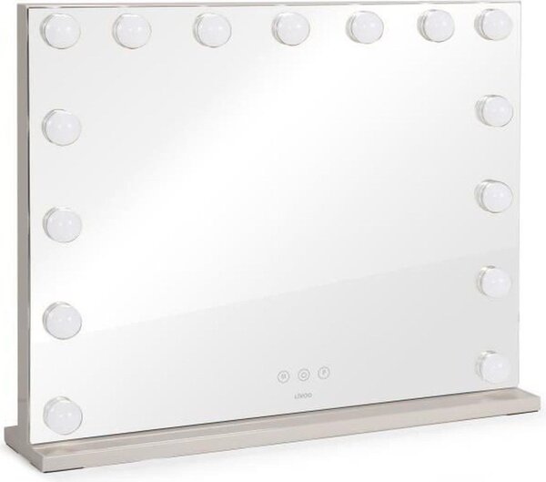 Hollywoodské kosmetické zrcadlo - LIVOO - DOS207 - 56 x 44 cm - 15 LED diod - 3 režimy svícení - bílé