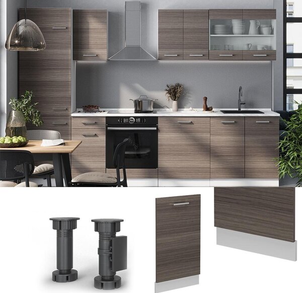 Čelní panel myčky Vicco R-Line Ušlechtilá šedá 45 cm s pracovní deskou, Model 54996