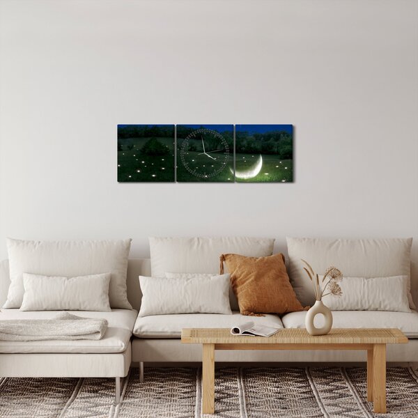 Obraz - Padající nebe (s hodinami) (90x30 cm)
