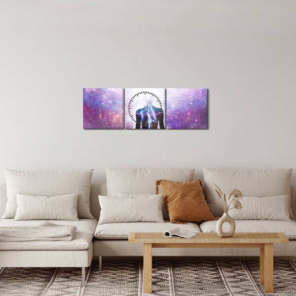 Obraz - Spojení s vesmírem (s hodinami) (90x30 cm)