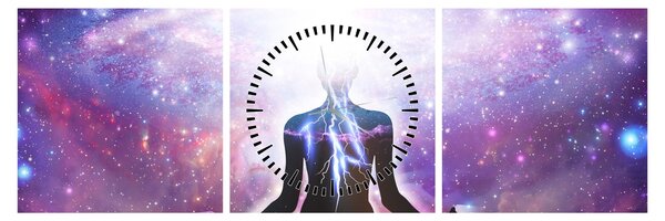 Obraz - Spojení s vesmírem (s hodinami) (90x30 cm)