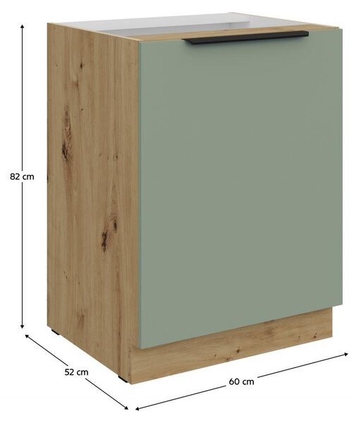 Kondela Dolní kuchyňská skříňka Arsany 60 D 1F BB - aquamarine / dub artisan