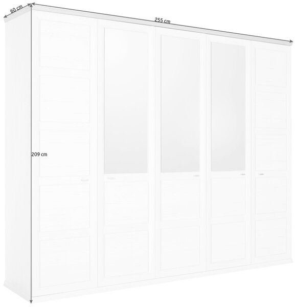 ŠATNÍ SKŘÍŇ SE ZRCADLEM, šedá, bílá, 255/209/60 cm Hom`in - Šatní skříně