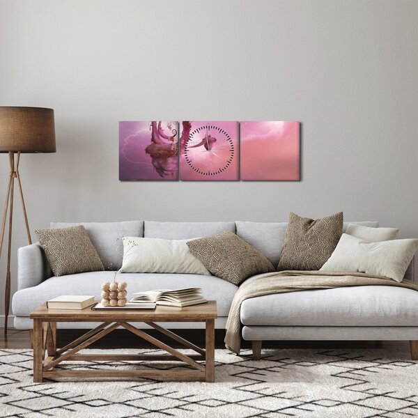 Obraz - Víla na plujícím ostrově (s hodinami) (90x30 cm)