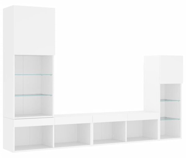 4dílná obývací stěna s LED osvětlením bílá kompozitní dřevo 3216647