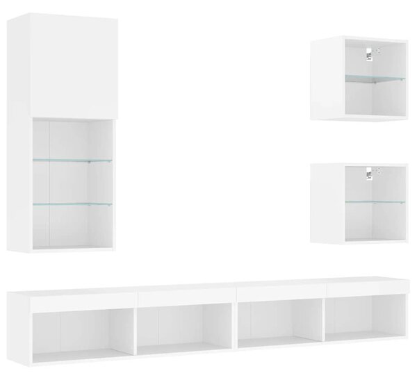 5dílná obývací stěna s LED osvětlením bílá kompozitní dřevo 3216675