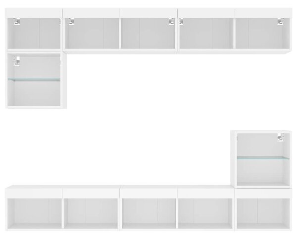 8dílná obývací stěna s LED osvětlením bílá kompozitní dřevo 3216668