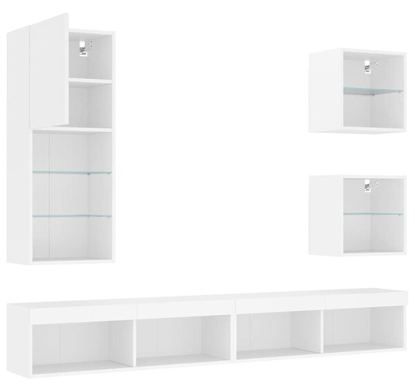 5dílná obývací stěna s LED osvětlením bílá kompozitní dřevo 3216675