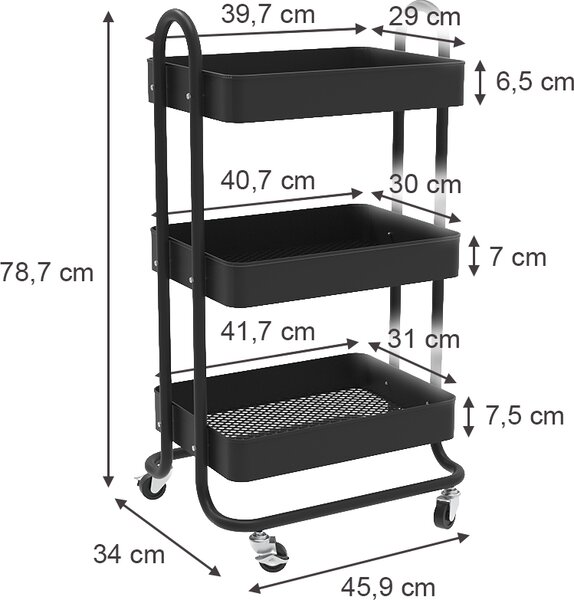 Přesouvání skříň Vicco Tron Černá 45.9 x 78.7 cm, Model 49388