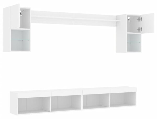 6dílná obývací stěna s LED osvětlením bílá kompozitní dřevo 3216686