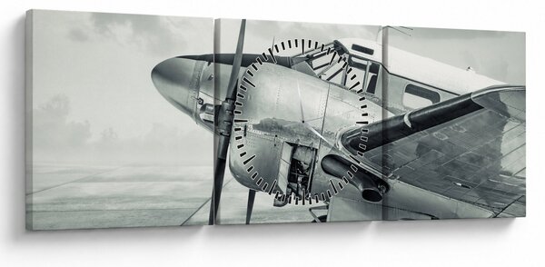 Obraz - Letadlo (s hodinami) (90x30 cm)