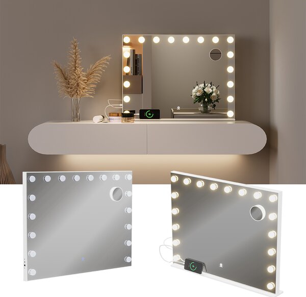 Zrcadlo toaletního stolku Vicco Greta Bílá 80 x 61 cm s osvětlením LED, Model 51270