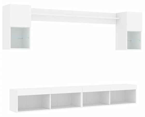 6dílná obývací stěna s LED osvětlením bílá kompozitní dřevo 3216686