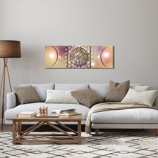 Obraz - Mandala s elementy (s hodinami) (90x30 cm)