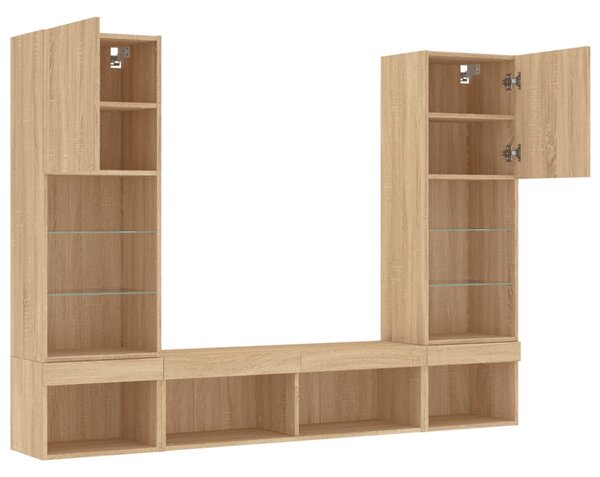 5dílná obývací stěna s LED dub sonoma kompozitní dřevo 3216692