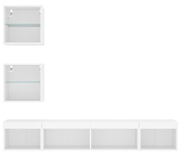 5dílná obývací stěna s LED osvětlením bílá kompozitní dřevo 3216697