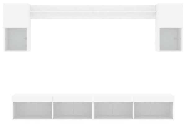 6dílná obývací stěna s LED osvětlením bílá kompozitní dřevo 3216686
