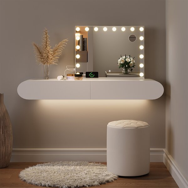 Zrcadlo toaletního stolku Vicco Greta Bílá 80 x 61 cm s osvětlením LED, Model 51270