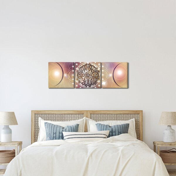 Obraz - Mandala s elementy (s hodinami) (90x30 cm)