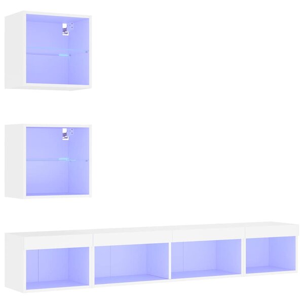5dílná obývací stěna s LED osvětlením bílá kompozitní dřevo 3216697