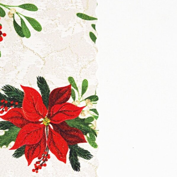 Vánoční běhoun v metráži - Poinsettia se jmelím 38 pouze střih