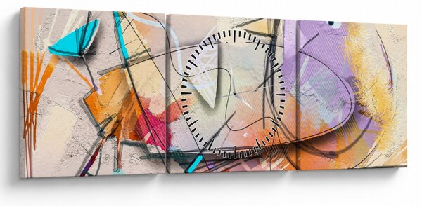 Obraz - Abstrakce, ptáček (s hodinami) (90x30 cm)