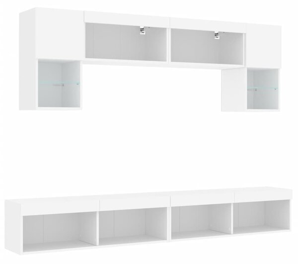 6dílná obývací stěna s LED osvětlením bílá kompozitní dřevo 3216704