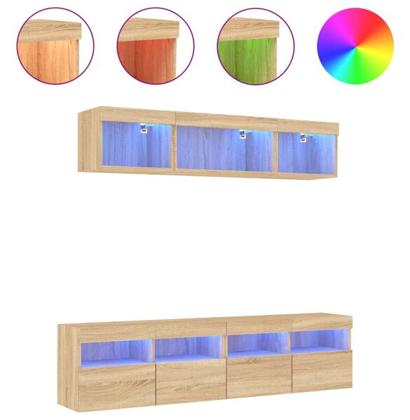 5dílná obývací stěna s LED dub sonoma kompozitní dřevo 3216720