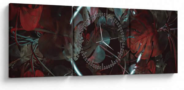 Obraz - Neonový kruh mezi palmami (s hodinami) (90x30 cm)