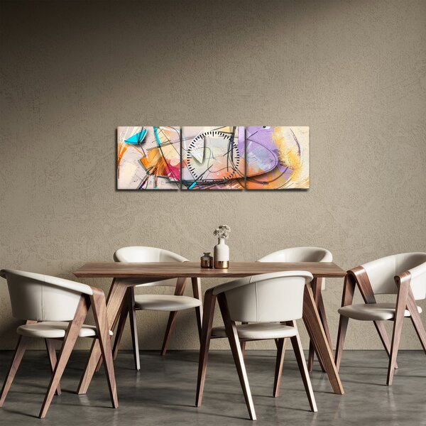 Obraz - Abstrakce, ptáček (s hodinami) (90x30 cm)