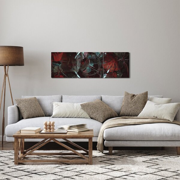 Obraz - Neonový kruh mezi palmami (s hodinami) (90x30 cm)