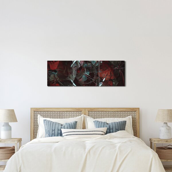 Obraz - Neonový kruh mezi palmami (s hodinami) (90x30 cm)