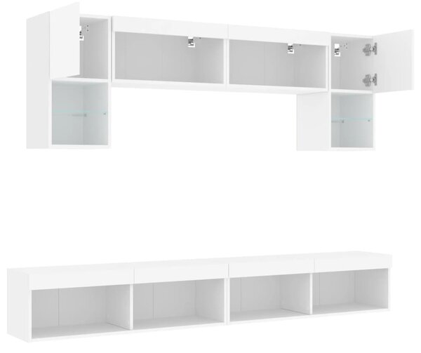 6dílná obývací stěna s LED osvětlením bílá kompozitní dřevo 3216704