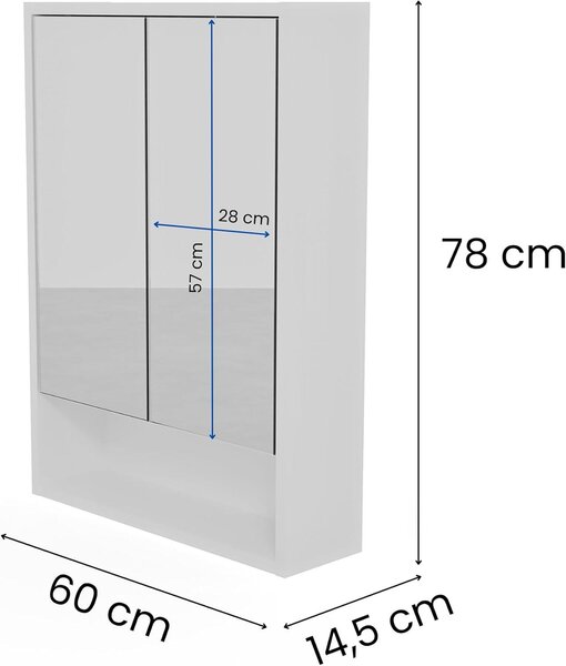HAJDUK FURNITURE LED koupelnová zrcadlová skříňka 60 x 78 cm bílá, osvětlení 4000 K, zásuvka a vypínač Minibox