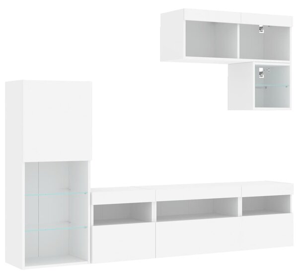 6dílná obývací stěna s LED osvětlením bílá kompozitní dřevo 3216732
